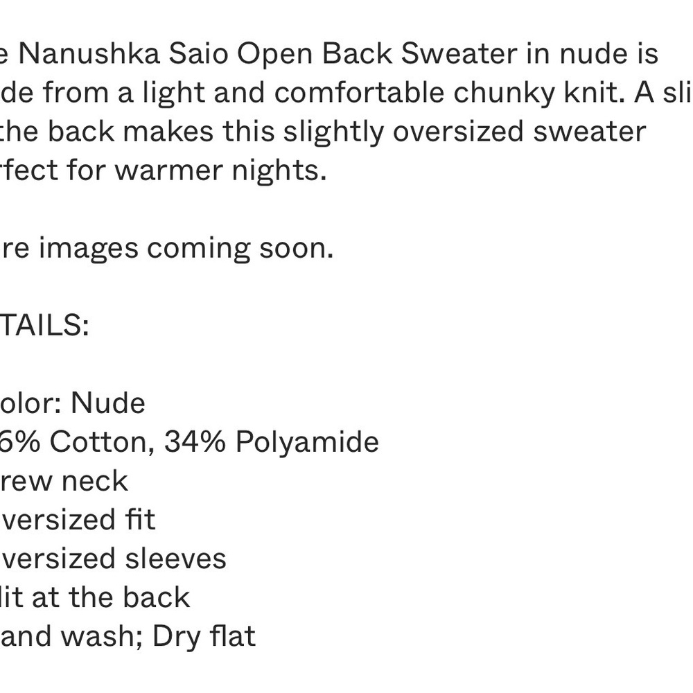 NANUSHKA Saio Open Back Chunky Open Weave Crewneck Sweater Nude $365 Medium - Picture 4 of 12